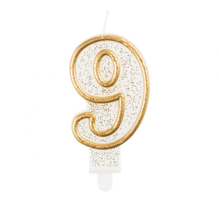 Świeczka B&C cyferka 9, złoty kontur